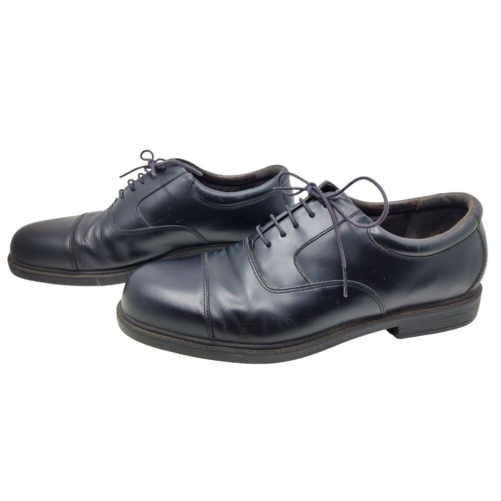 Mens Rockport M4348 Black Leather Lace Up Cap Toe Shoes